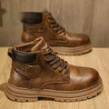 Retro British Style High-Top Leather Biker Boots