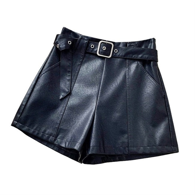 High-Waist Leather Shorts