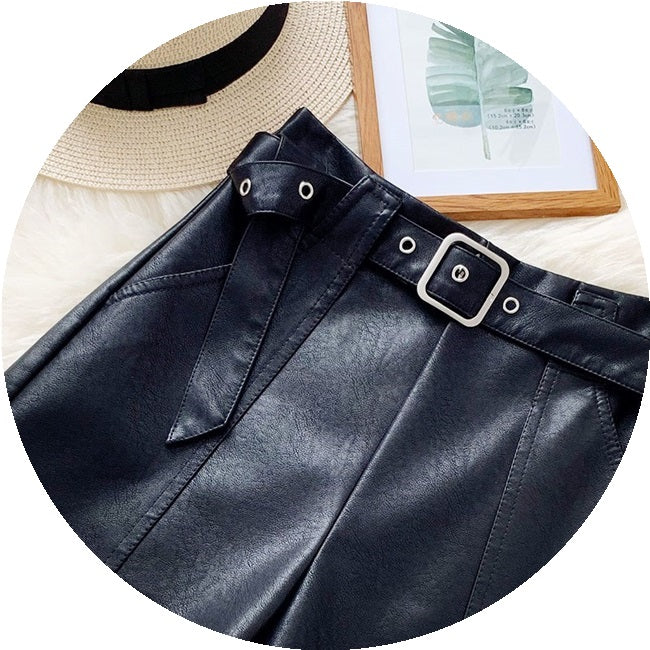 High-Waist Leather Shorts