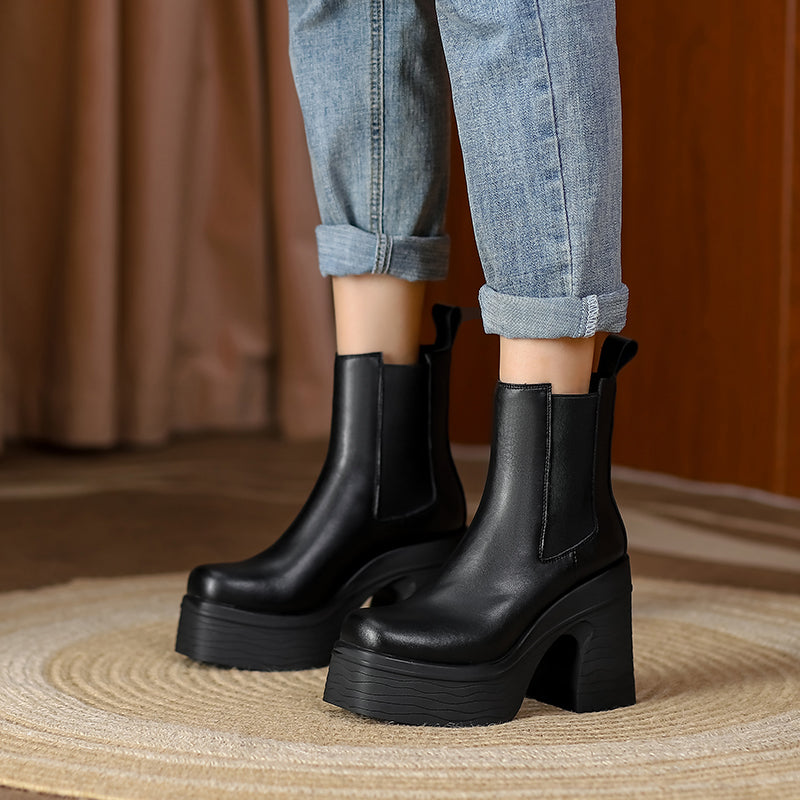 Heel Platform Ankle Boots
