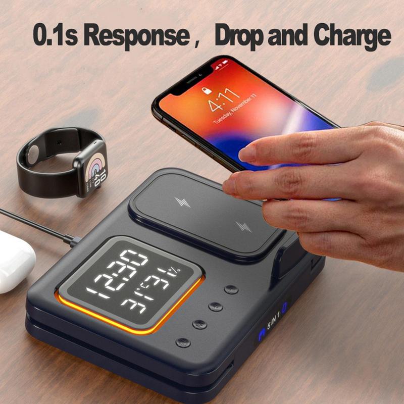 5-in-1 Wireless Charging Station & Alarm Clock