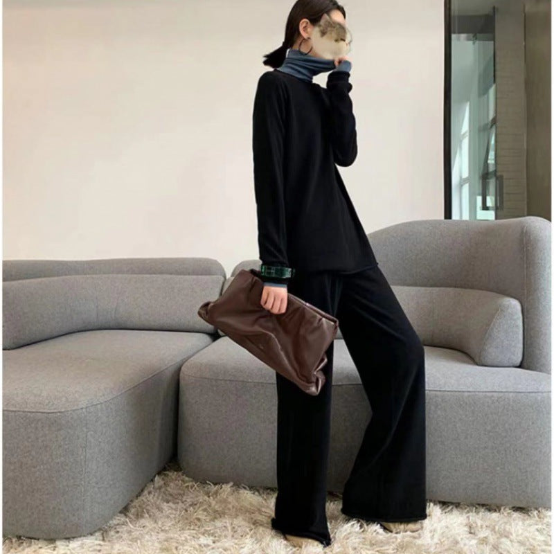 2-Piece Knitted Sweater & Wide-Leg Pants