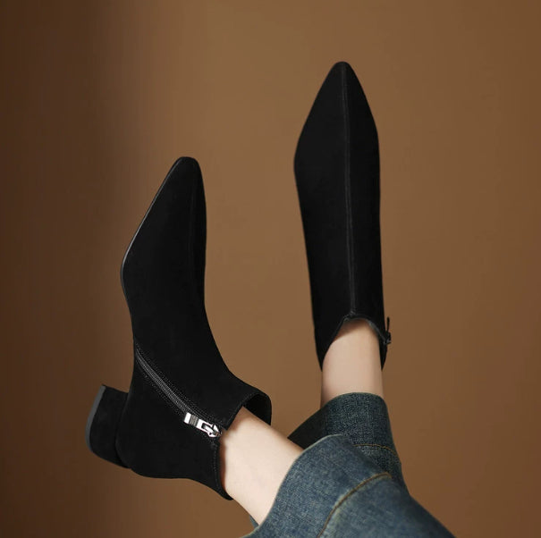 Low-Heeled Suede Ankle Boots