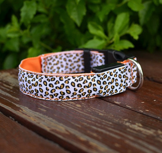 LED Leopard Print Dog Collar