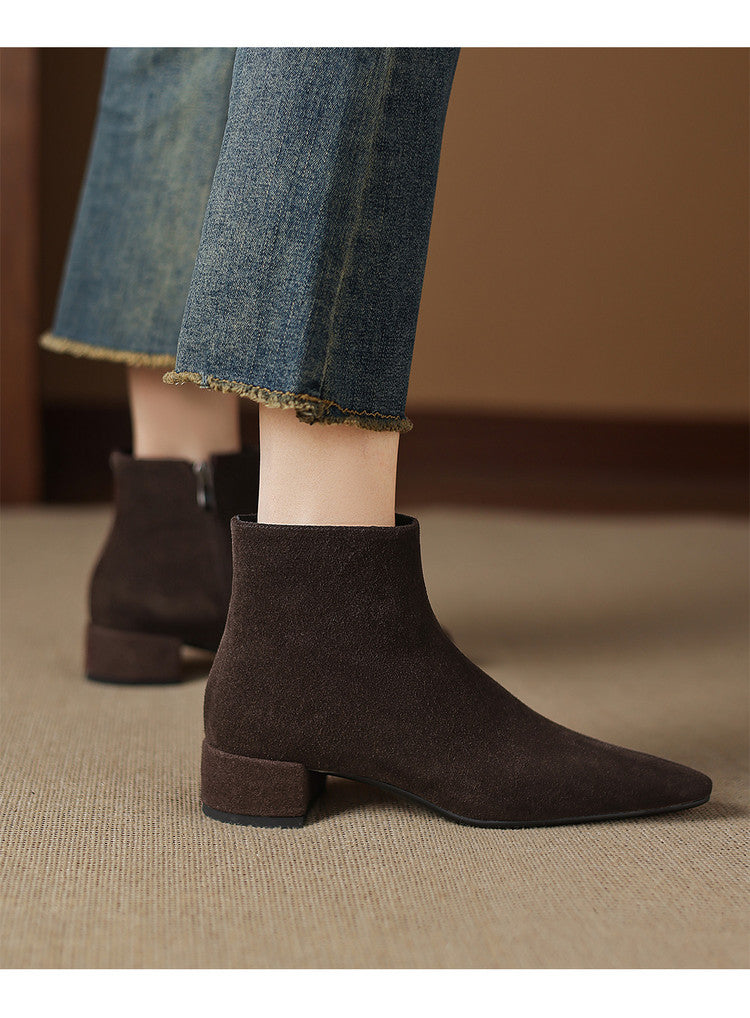 Low-Heeled Suede Ankle Boots