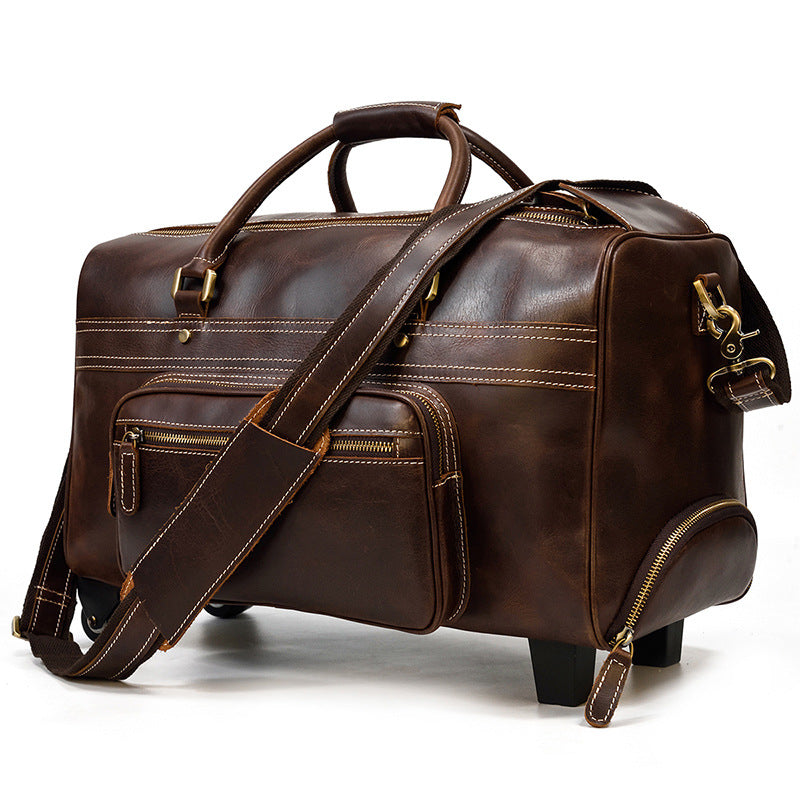 Retro Leather Trolley Bag