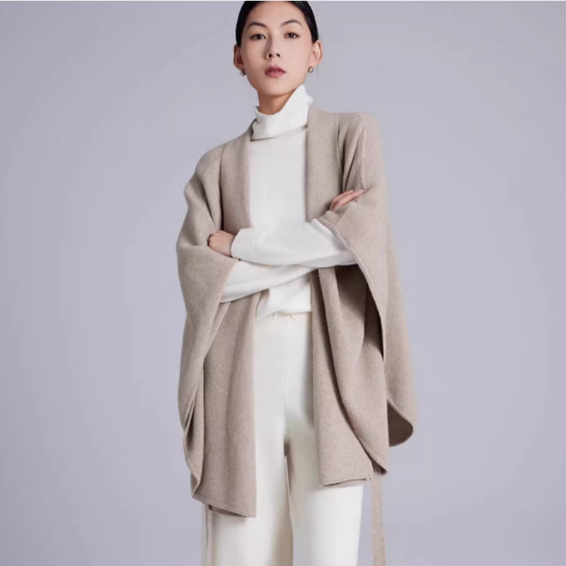 Lace-Up Cashmere Cloak Sweater