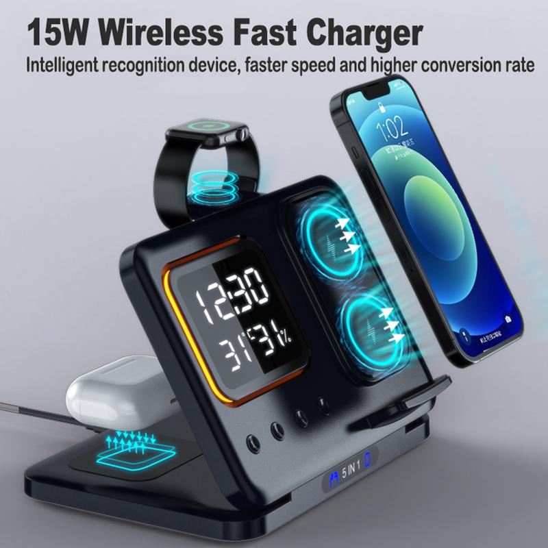 5-in-1 Wireless Charging Station & Alarm Clock