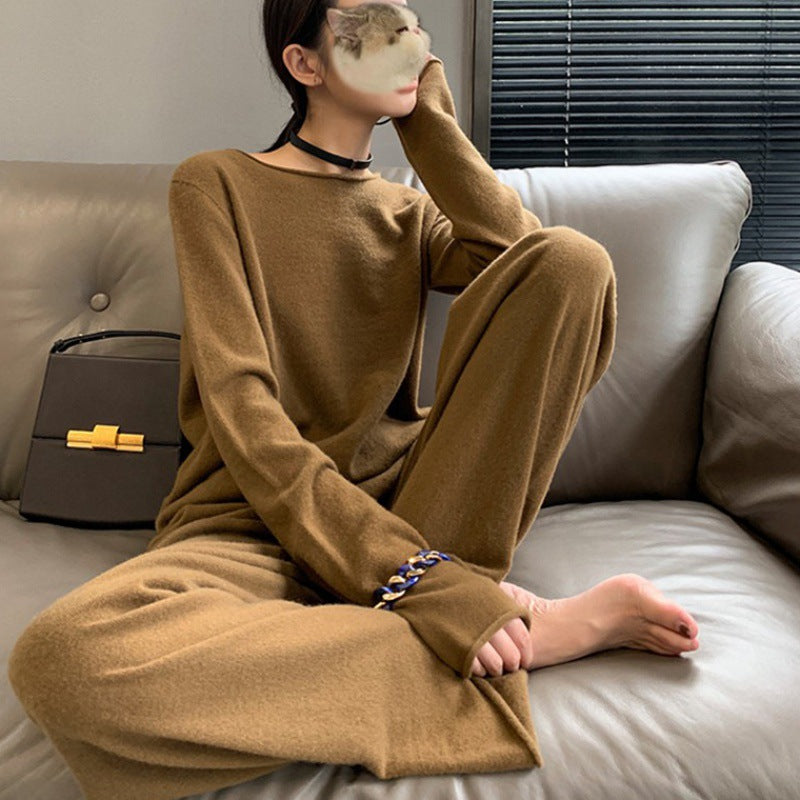 2-Piece Knitted Sweater & Wide-Leg Pants