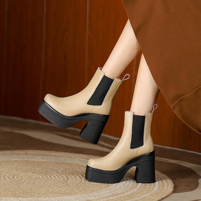 Heel Platform Ankle Boots