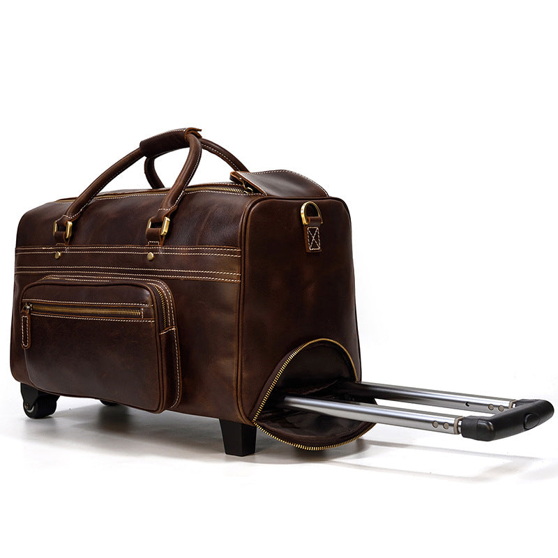 Retro Leather Trolley Bag