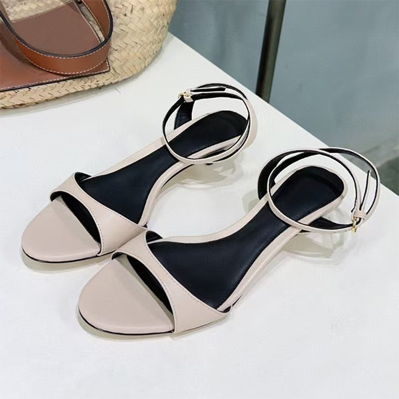 Retro French-Style Leather Sandals