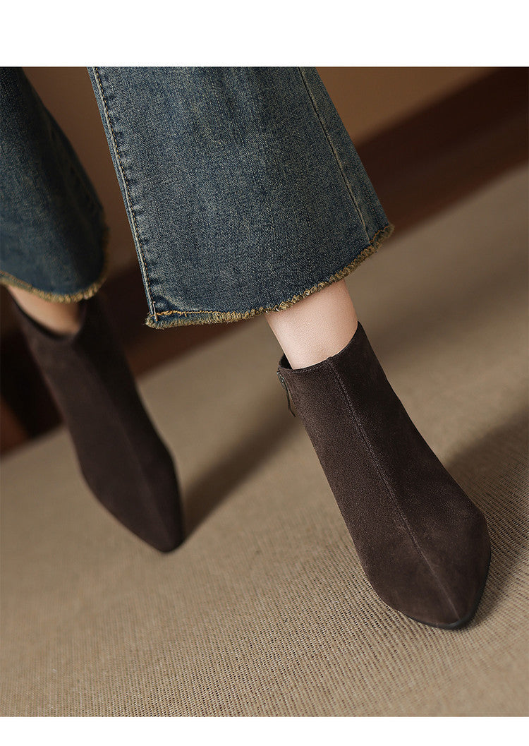 Low-Heeled Suede Ankle Boots