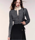 Short Round Neck Wool Cardigan Coat