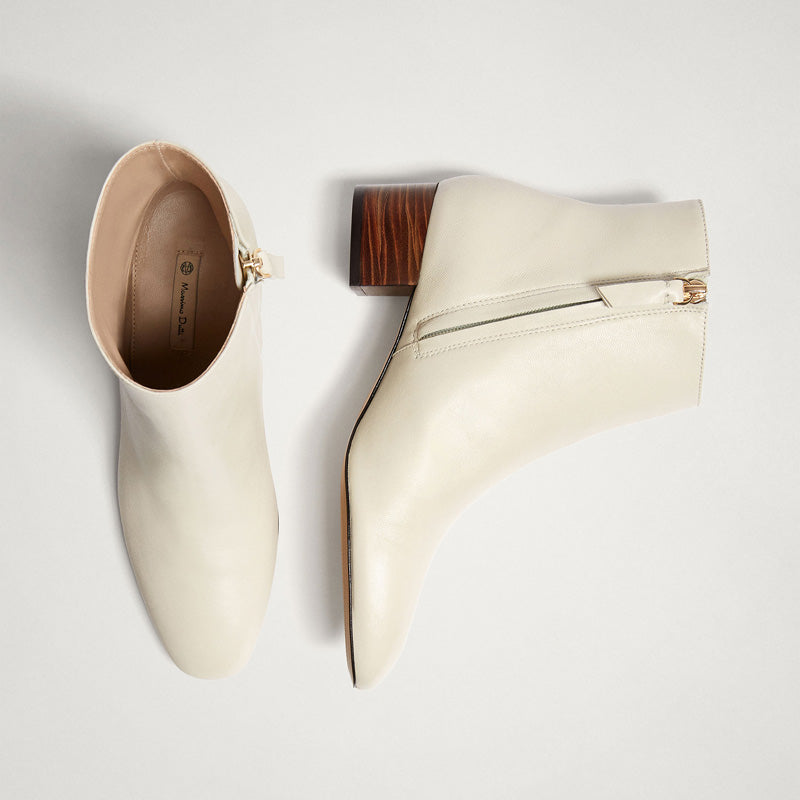 Leather Zipper Ankle Boots