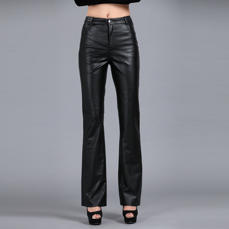 Fashion Bootcut Leather Pants