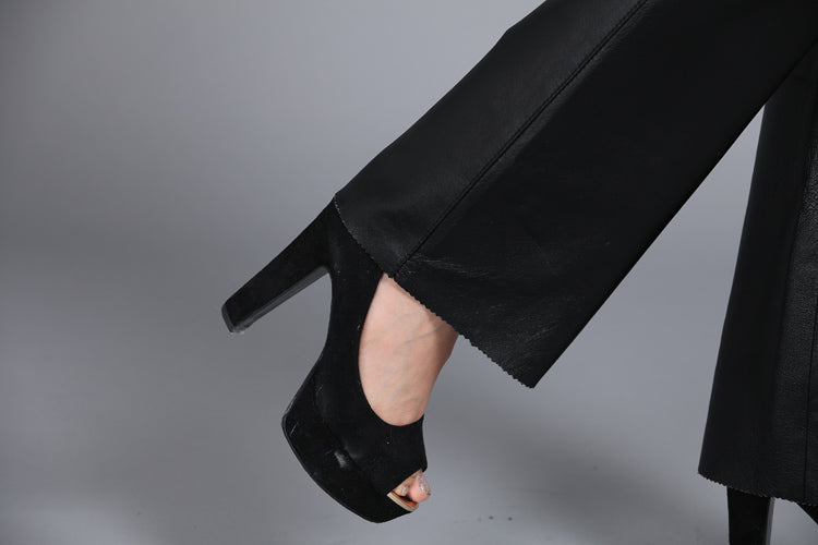 Fashion Bootcut Leather Pants