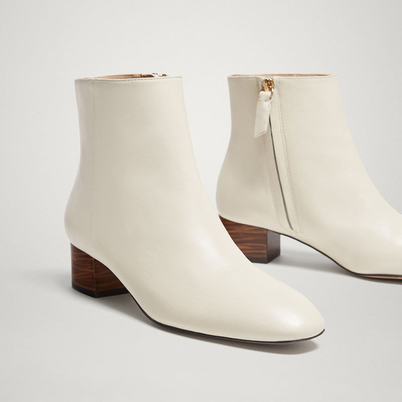 Leather Zipper Ankle Boots