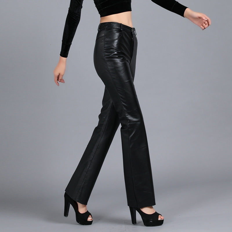 Fashion Bootcut Leather Pants
