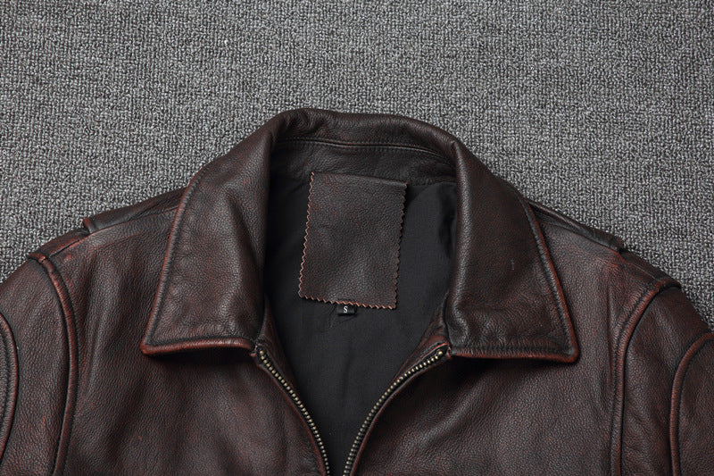 Distressed Leather Motorcycle Coat