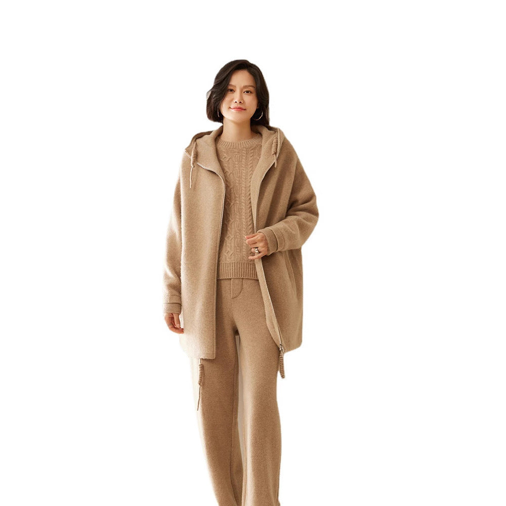 High-Waisted Knitted Cashmere Wide-Leg Pants