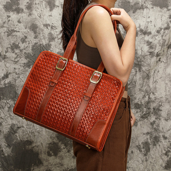 Hand-Woven Leather Handbag