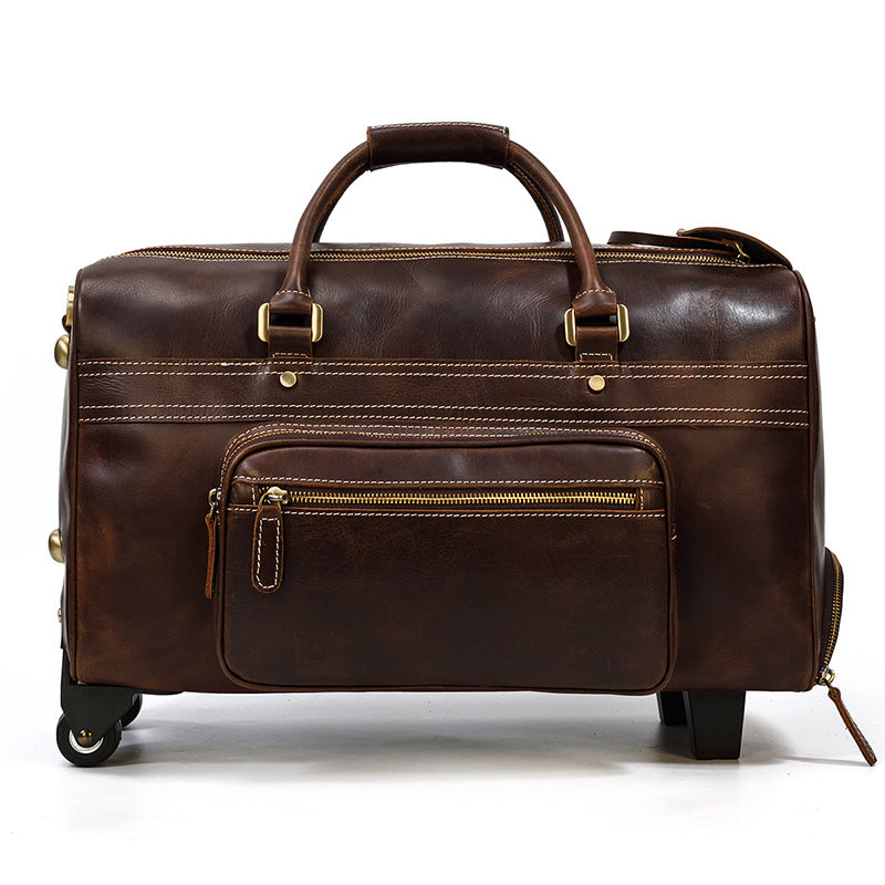 Retro Leather Trolley Bag