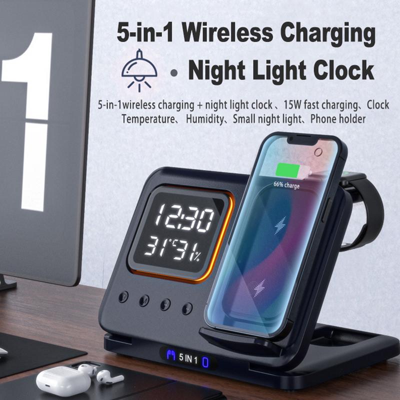 5-in-1 Wireless Charging Station & Alarm Clock