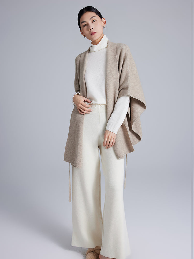 Lace-Up Cashmere Cloak Sweater