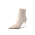 Leather Suede High Heel Booties