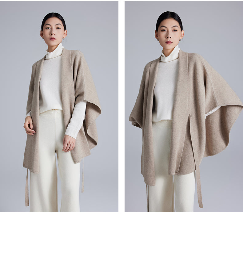 Lace-Up Cashmere Cloak Sweater