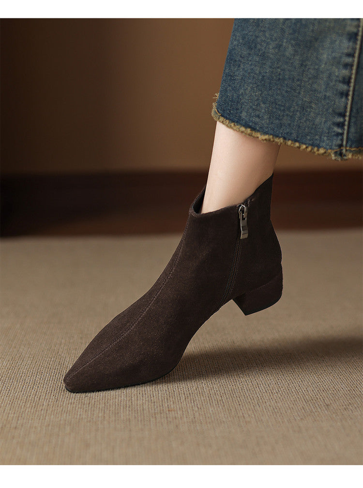 Low-Heeled Suede Ankle Boots