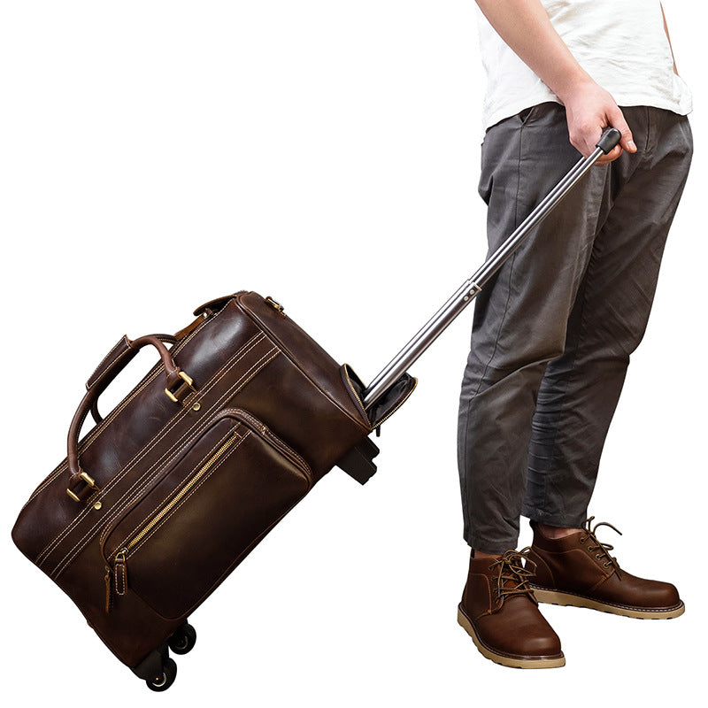 Retro Leather Trolley Bag