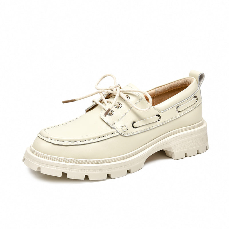 British Style Leather Platform Flats