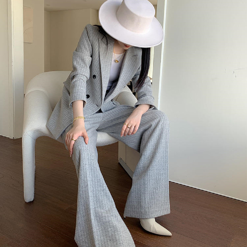 Wool Coat & Wide Leg Trousers Suit