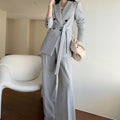 Wool Coat & Wide Leg Trousers Suit